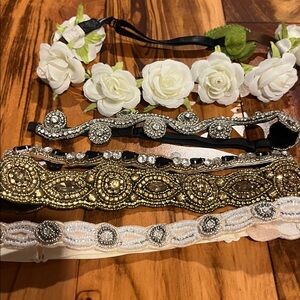 Floral and Beaded Headbands Set adjustable